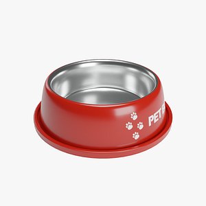 Pet Bowl Red Metallic 3D model