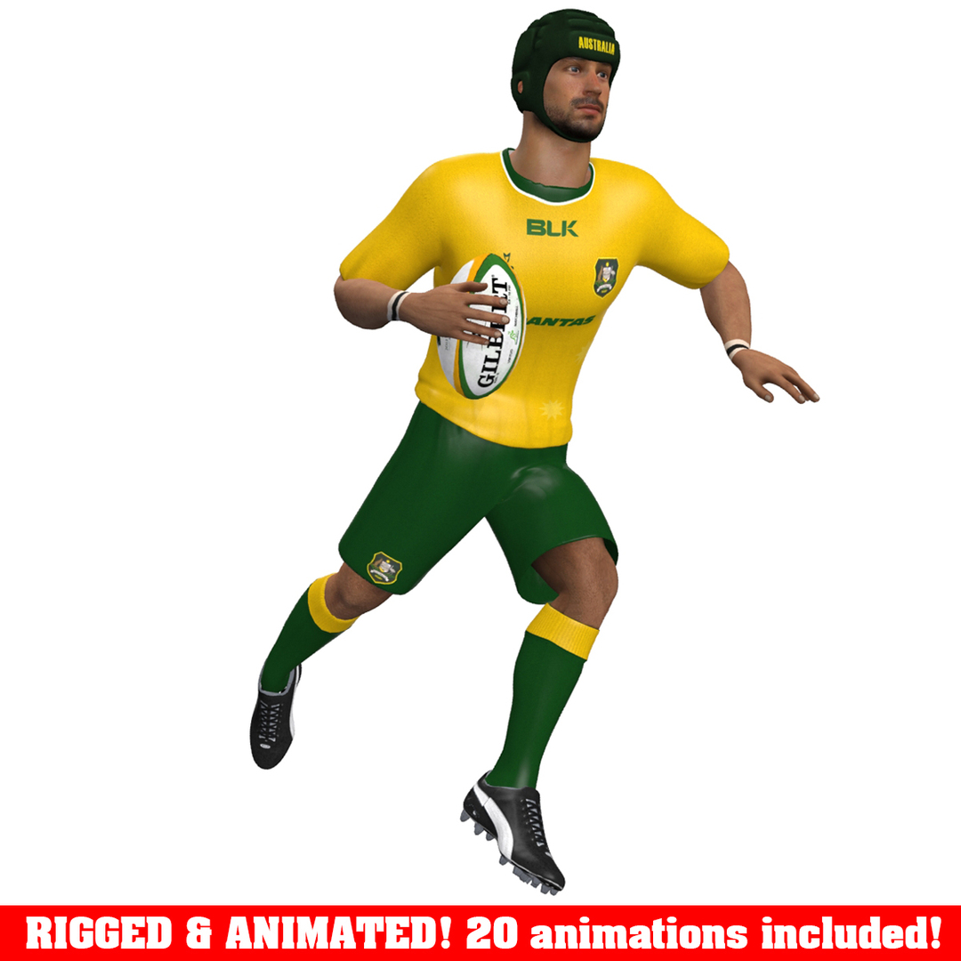3d model of rugby player animations