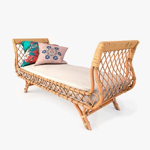 Rattan Sunbed with Pillows