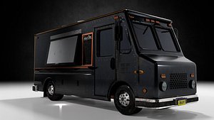 3D black food truck