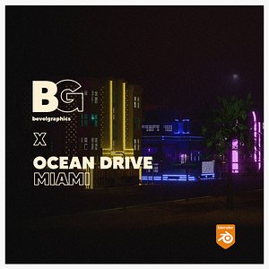 Ocean Drive Miami Style Street Scene 3D