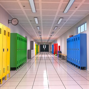 3D School Hallway model