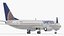 United Airlines Boeing 737 with Cockpit and Cabin Rigged for Maya 3D model