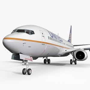 United Airlines Boeing 737 with Cockpit and Cabin Rigged for Maya