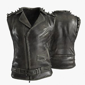 Leather Punk Rock Vest 3D