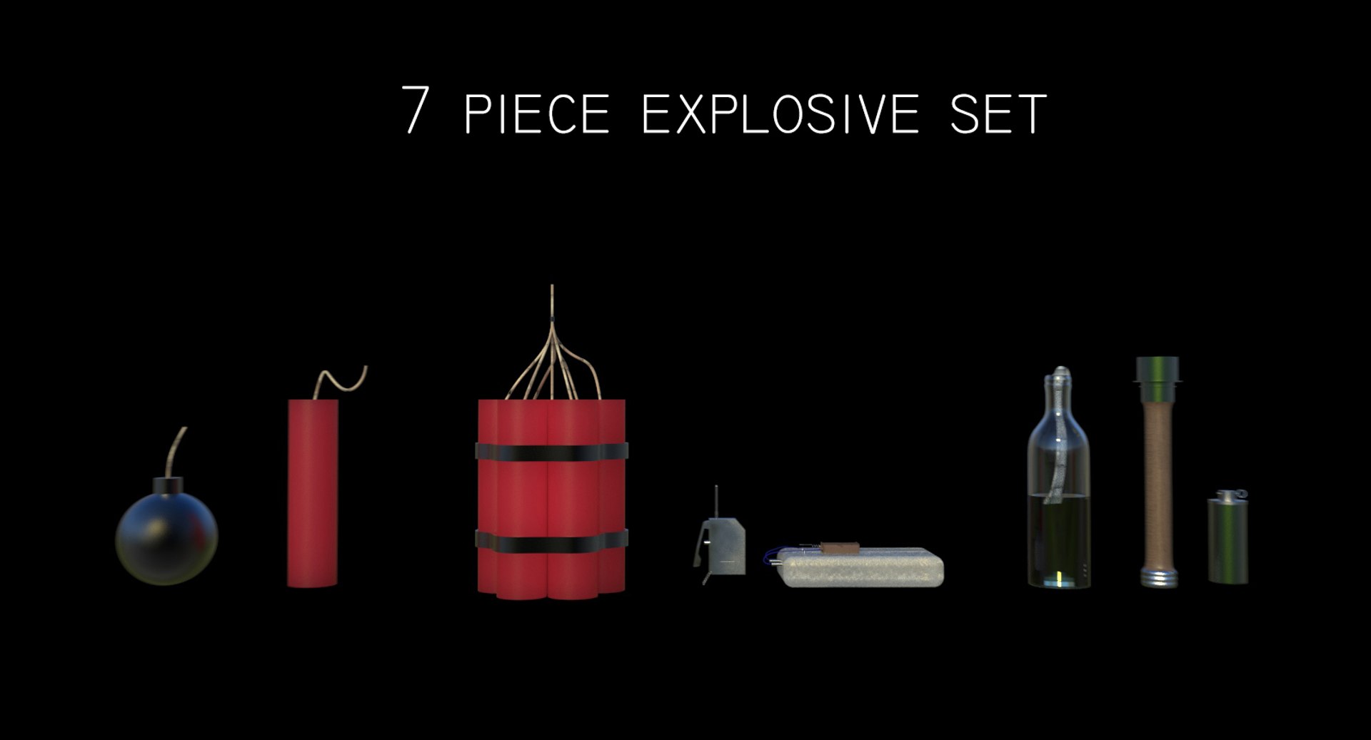 Free 3D Model 7 Piece Explosive Set - TurboSquid 1446650