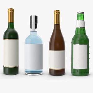 3D Alcohol Bottles Collection