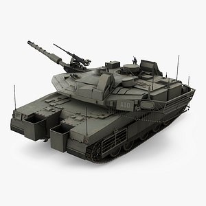 Dirty Israeli Tank Merkava 5 Olive Rigged 3D model