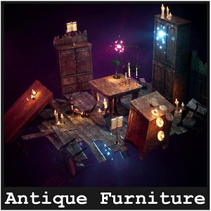 3D Antique Furniture Environment  35 Assets model