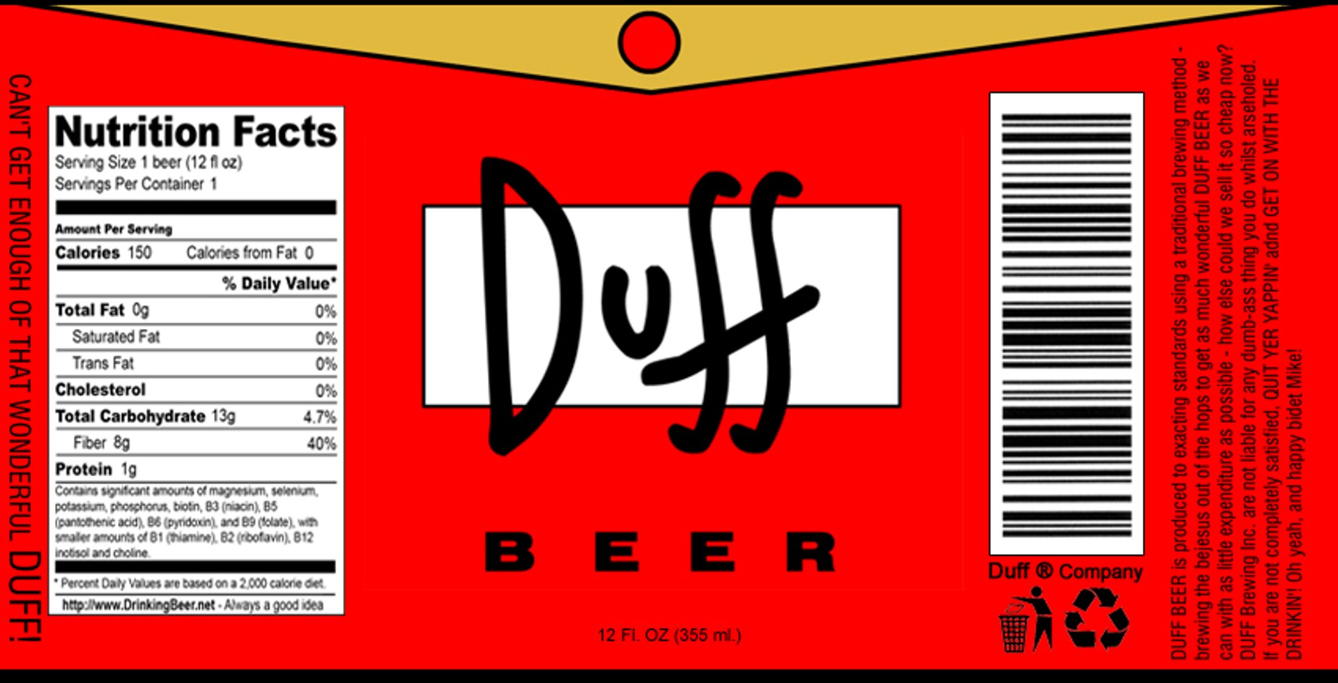 Duff Beer Label