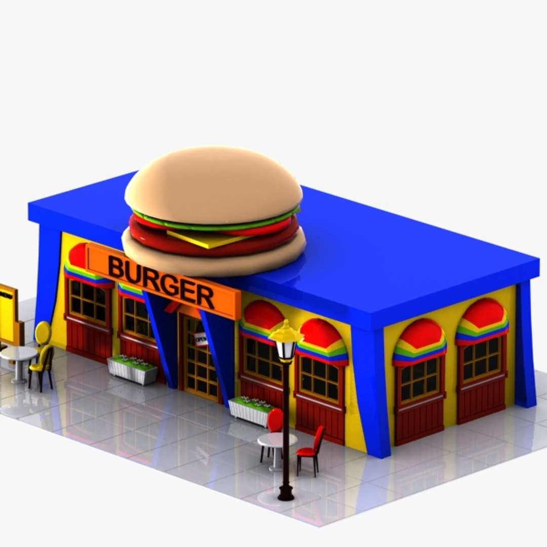 3dsmax Cartoon Burger Restaurant