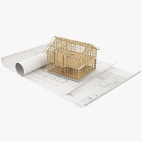 House Construction On Blueprints