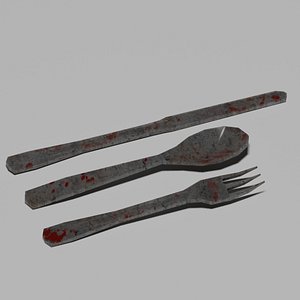 3d model utensils spoon knife