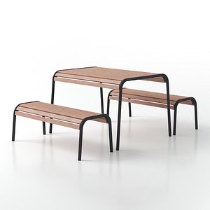 3D Garden Table with Benches