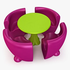 community table chairs 3d max