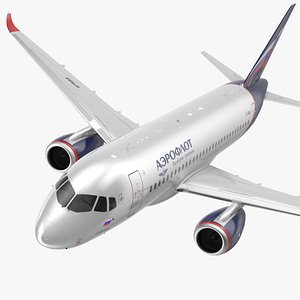 3D Sukhoi Superjet 100 with Saberlets Aeroflot Flight