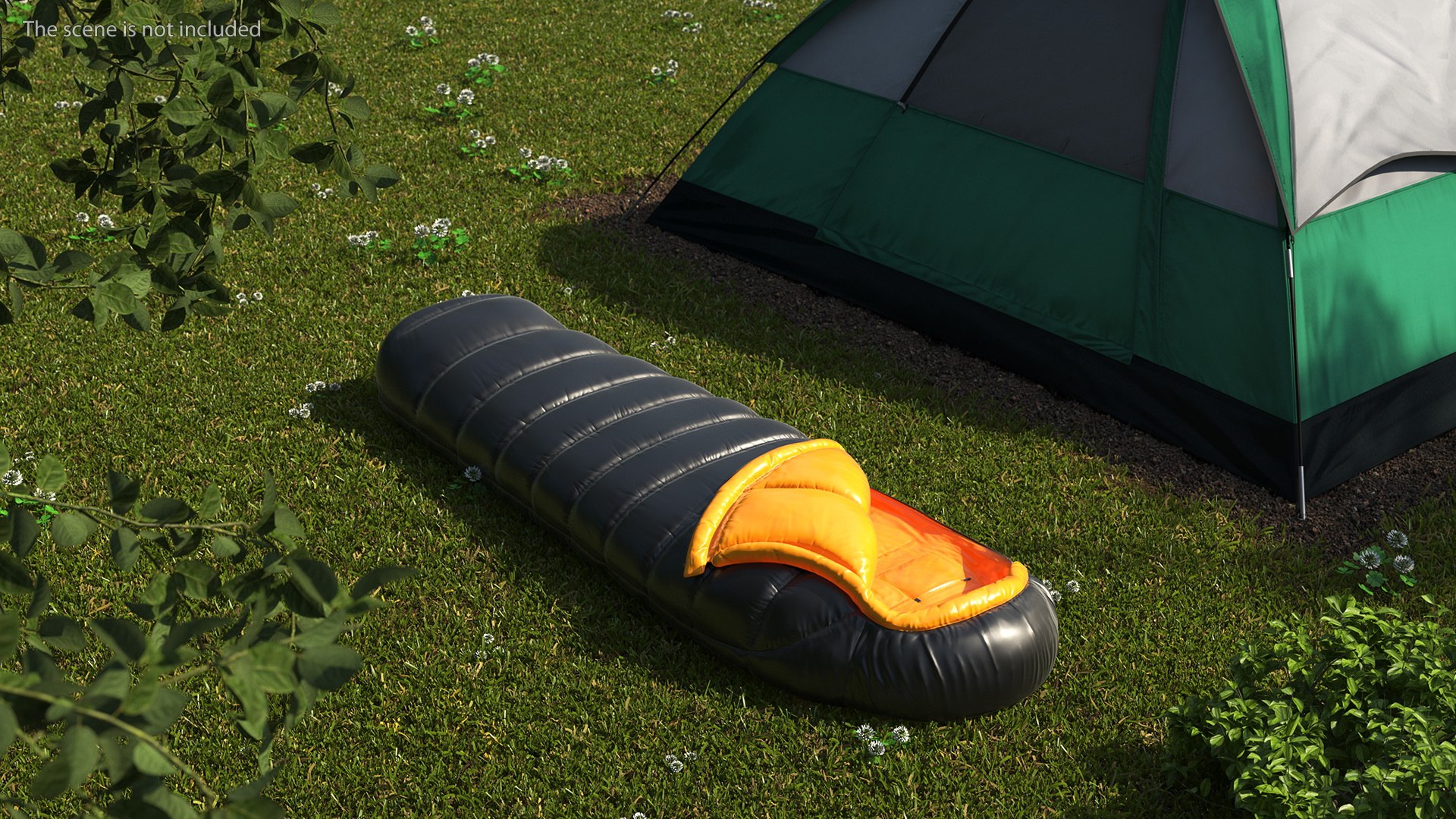 Sleeping Bag Black Orange 3D model preview