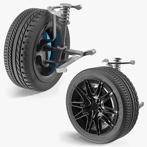 3D Front Car Wheel with Suspension model