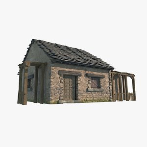 Medieval stone and tile cottages 3D model