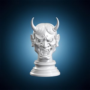 Samurai Oni Japanese Demon Bust 3D Print Model 3D model