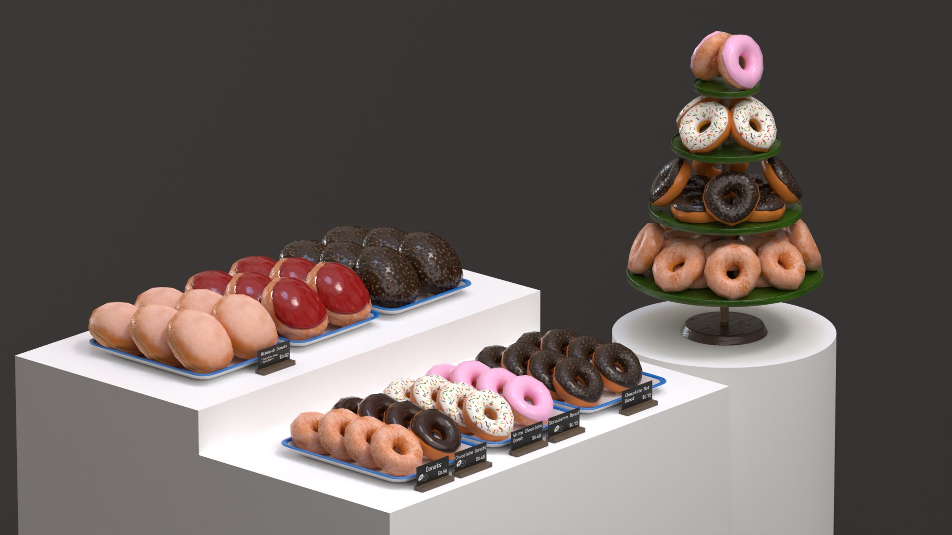 3D Model Donuts And Showcase - TurboSquid 2121751