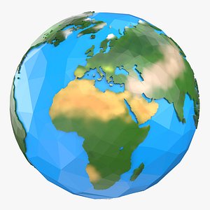 Cartoon lowpoly Earth with texture
