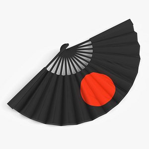 Traditional Sensu Fan Black with Red Circle