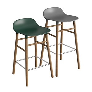 3D Form Wooden Barstool model