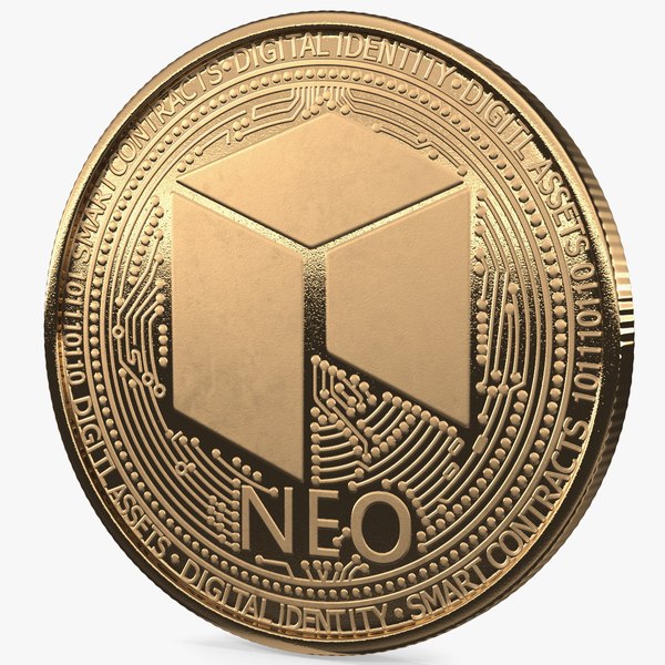 3D neo cryptocurrency coin gold