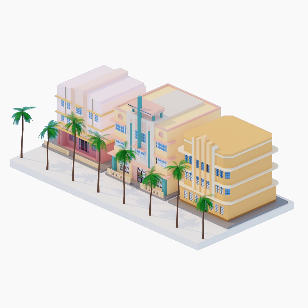 Art Deco Miami Buildings 3D - TurboSquid 1783762