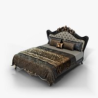 Palace King Bed - Baroque Bed with Tufted Headboard