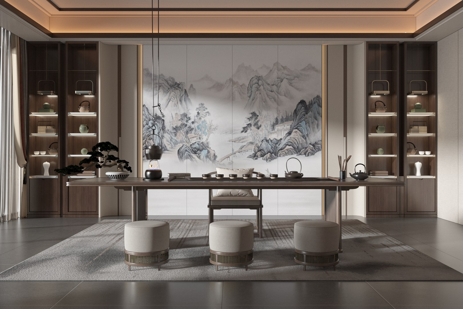 Chinese-style Tea Room Interior Design 3D - TurboSquid 2169900