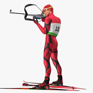 Biathlete Fully Equipped Standing Pose model
