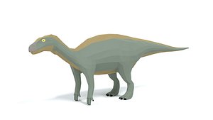 Low Poly Cartoon Iguanodon Dinosaur 3D