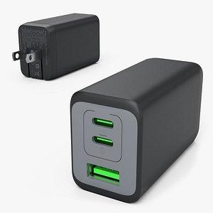 65W GaN USB-C Wall Charger with Dual Output Black