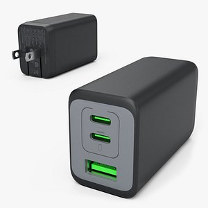 65W GaN USB-C Wall Charger with Dual Output Black