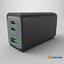 3D model 65W GaN USB-C Wall Charger with Dual Output Black
