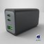 3D model 65W GaN USB-C Wall Charger with Dual Output Black