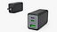 3D model 65W GaN USB-C Wall Charger with Dual Output Black