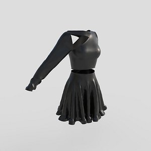 3D casual clothes crop top and skirt
