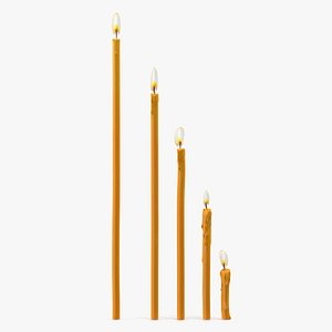 Lit Votive Orthodox Church Candles 3D model