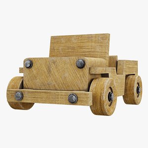 3D wood toy jeep model