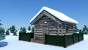 cabin snow 3d obj