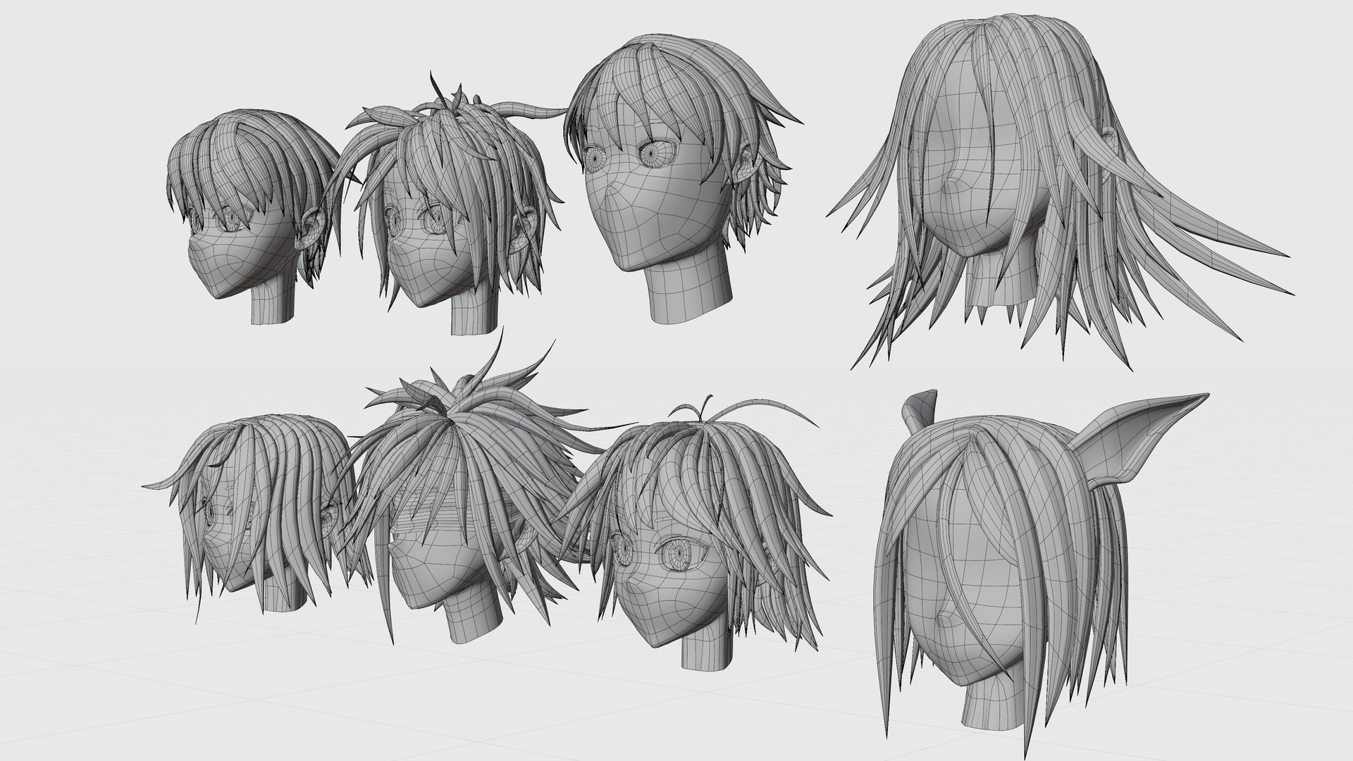 3D girl hair anime - TurboSquid 1464441