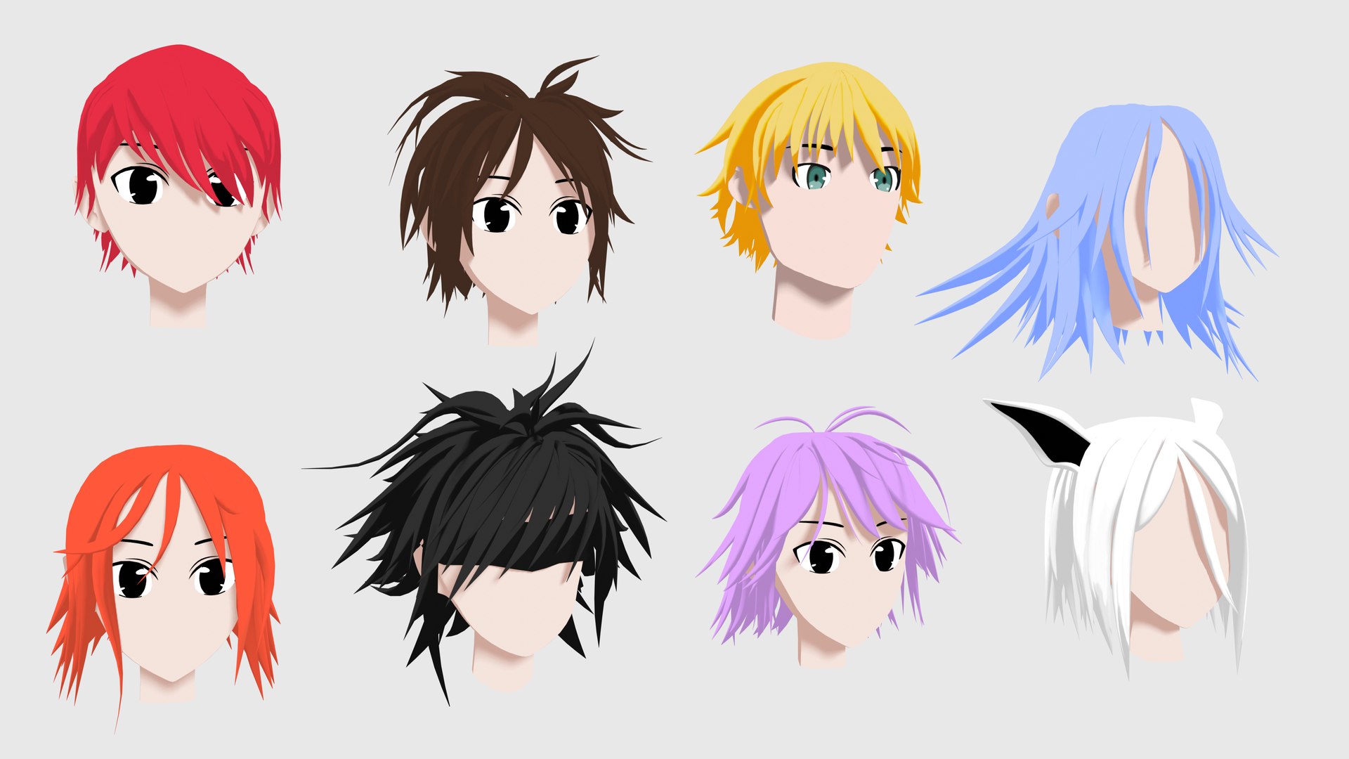 3D Anime Hair - TurboSquid 1611960