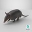3D Armadillo in Walking Pose Black