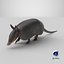 3D Armadillo in Walking Pose Black