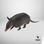 3D Armadillo in Walking Pose Black