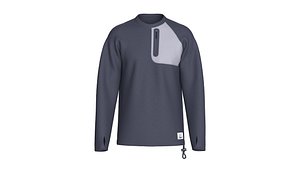 Men Raglan Zip Pocket Sweatshirt With Patch 3D model