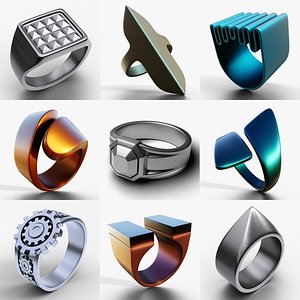 3D model Modern Signet Ring Collection - 16 Printable Jewelry Designs